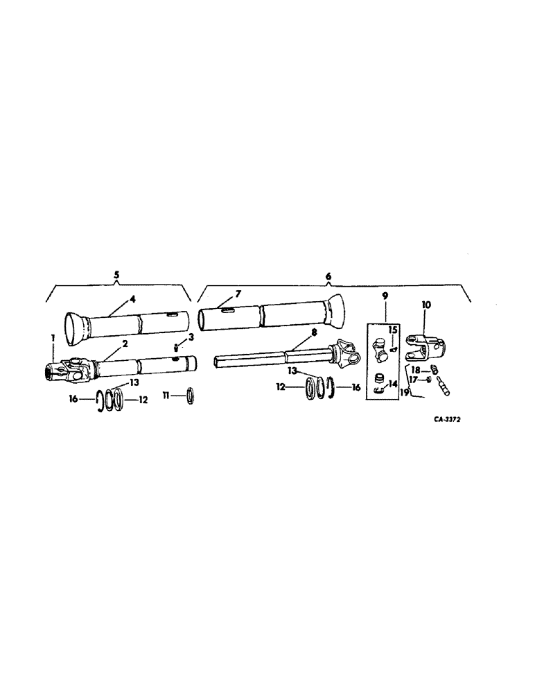 Схема запчастей Case IH 50 - (C-10) - DOUBLE UNIVERSAL JOINTS, CLAMP TYPE YOKE, BOTH ENDS 