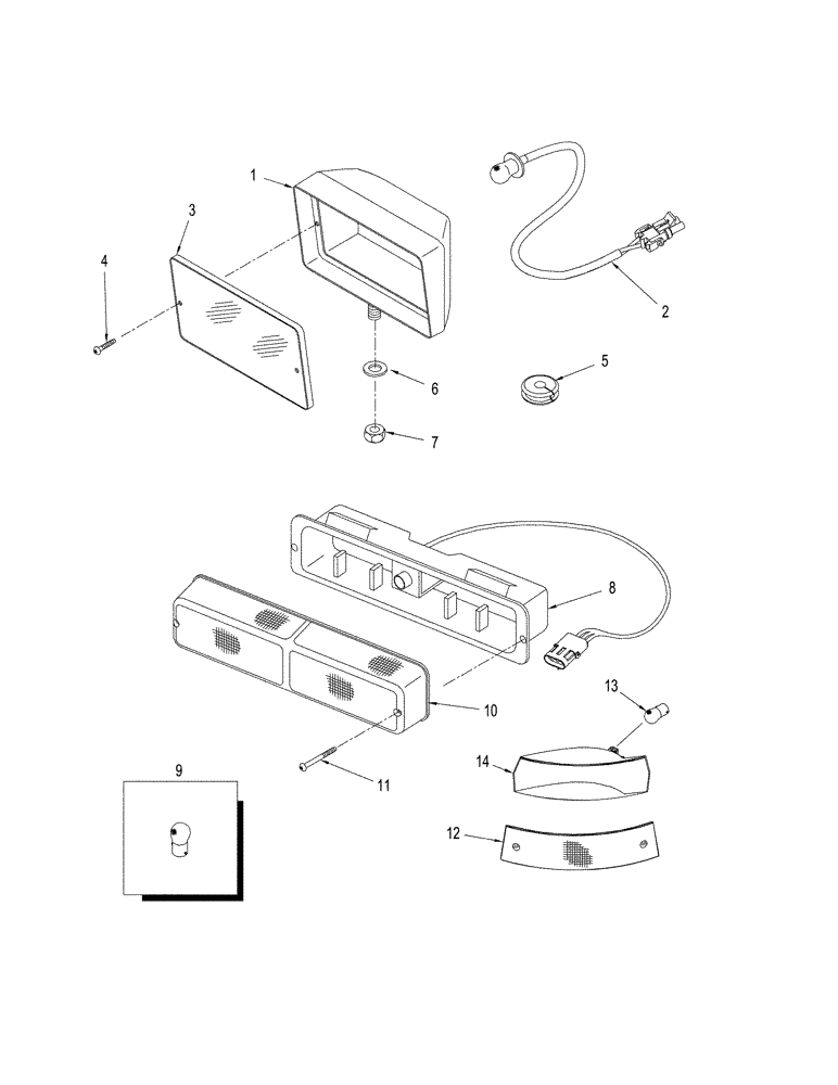 Схема запчастей Case IH STX425 - (04-13) - LAMPS - REAR FRAME AND FIELD (04) - ELECTRICAL SYSTEMS