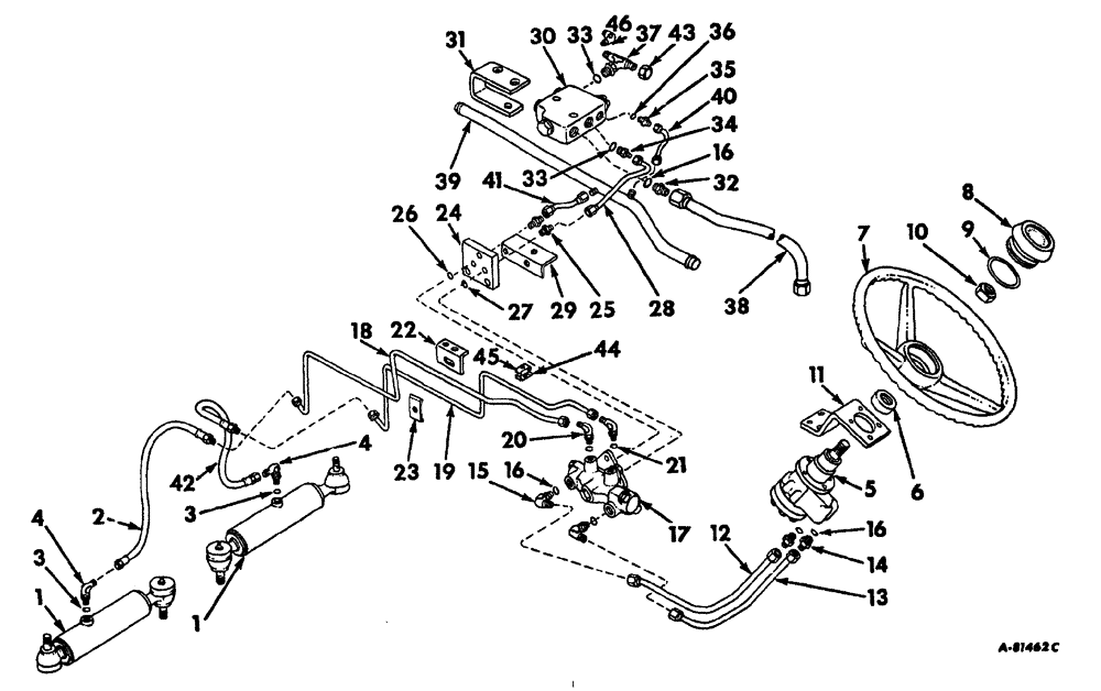 Схема запчастей Case IH 2444 - (J-04) - STEERING MECHANISM, POWER STEERING Steering Mechanism