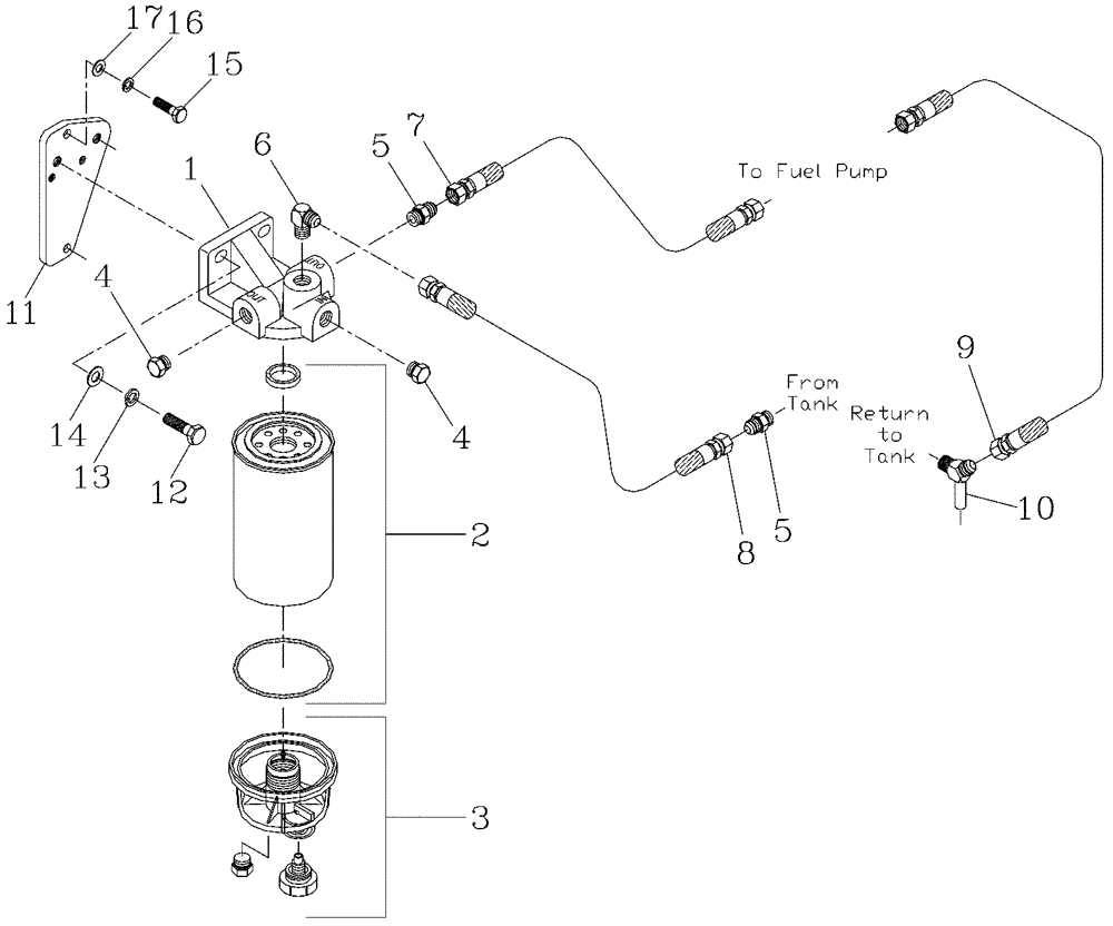 Схема запчастей Case IH 7700 - (C01[02]) - FUEL LINES and WATER SEPARATOR {125} Engine & Engine Attachments