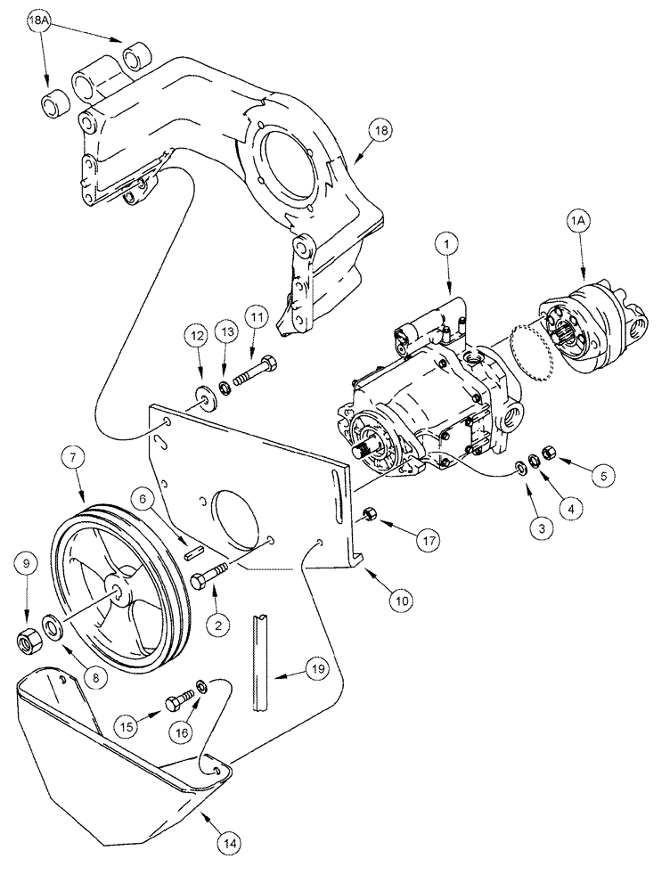 Схема запчастей Case IH 420 - (08-08) - HYDRAULIC AND HYDROSTATIC PUMP MOUNTING (07) - HYDRAULICS