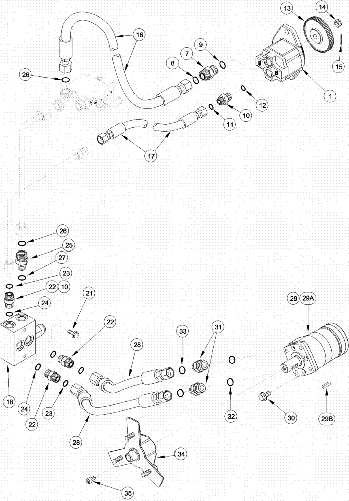 Схема запчастей Case IH 620 - (08-24) - ROTARY AIR SCREEN HYDRAULIC SYSTEM (07) - HYDRAULICS