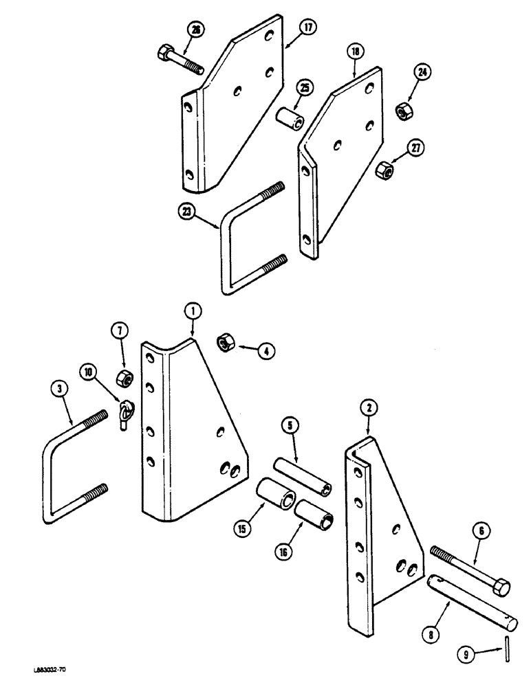 Схема запчастей Case IH 181 - (9-16) - HITCH PARTS, RIGID FRAME, 20-1/2, 27-1/2 AND 30-1/2 FOOT HOE, PRIOR TO P.I.N. JAG 0211512 (09) - CHASSIS/ATTACHMENTS