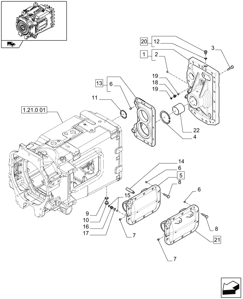 Схема запчастей Case IH PUMA 210 - (1.21.0[02]) - CLUTCH BOX - COVERS (03) - TRANSMISSION