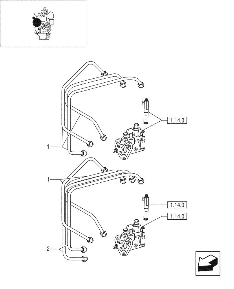 Схема запчастей Case IH JX95 - (0.14.9) - INJECTION EQUIPMENT - PIPING - TIER 1 ENGINE (01) - ENGINE