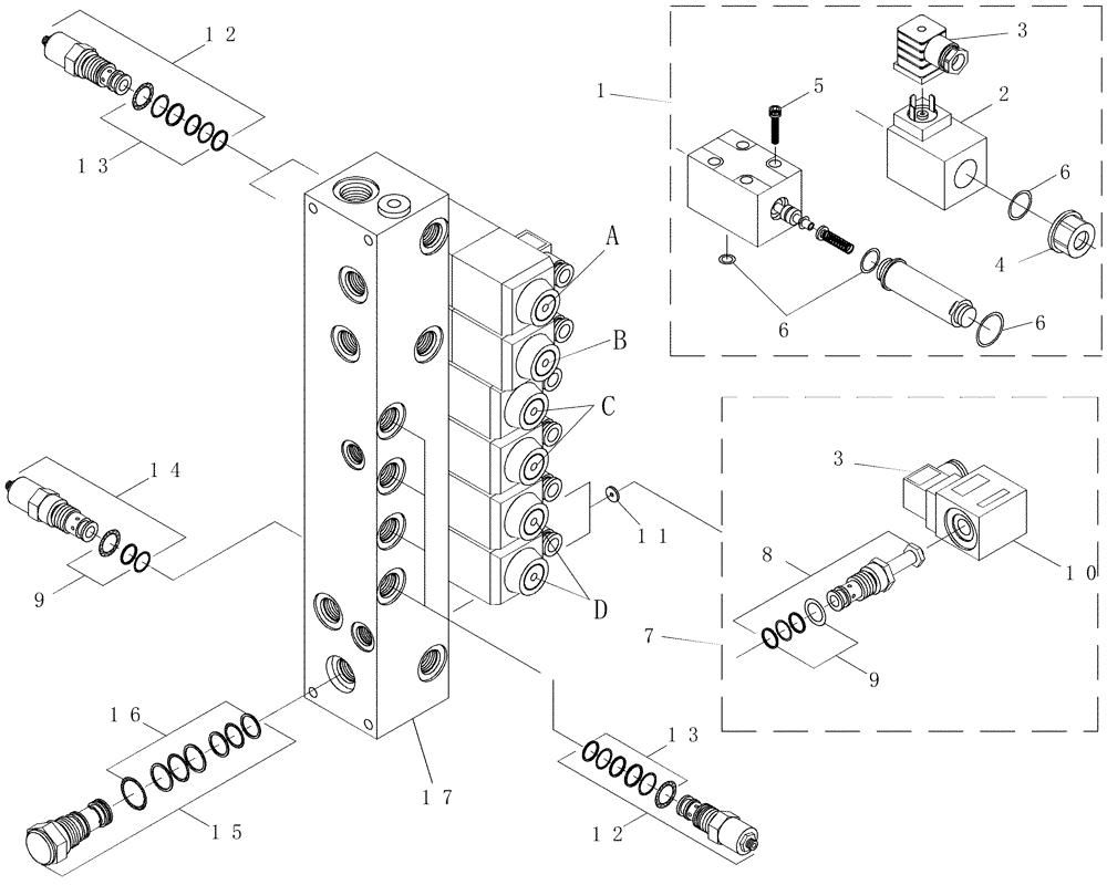 Схема запчастей Case IH 7700 - (B05.03[01]) - Hydraulic Valve {6 Section} (35) - HYDRAULIC SYSTEMS