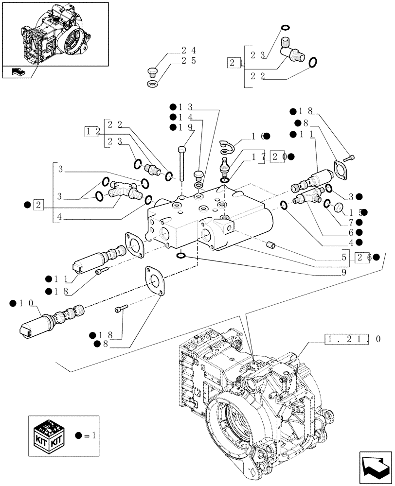 Схема запчастей Case IH PUMA 195 - (1.80.7/02) - (VAR.146) SUPP. GEAR REDUCTION UNIT - PTO CLUTCH - VALVE (07) - HYDRAULIC SYSTEM