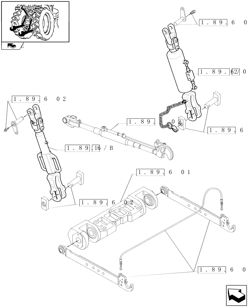 Схема запчастей Case IH MAXXUM 120 - (1.89.6/01) - TOOLING CONNECTION UNIT WITH HYDRAULIC ADJUSTMENT - TIE-RODS (09) - IMPLEMENT LIFT