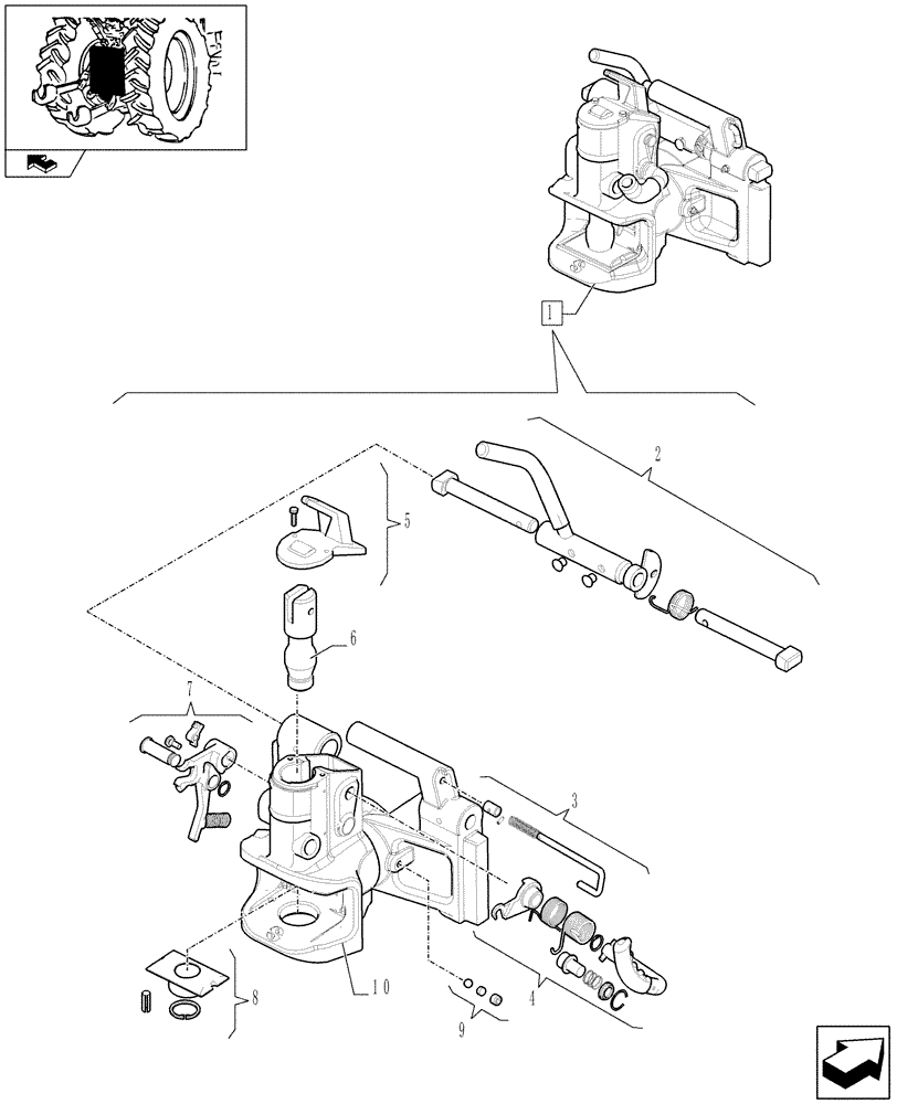 Схема запчастей Case IH MAXXUM 115 - (1.89.5/ A) - TOW HOOK 38MM - BREAKDOWN (09) - IMPLEMENT LIFT