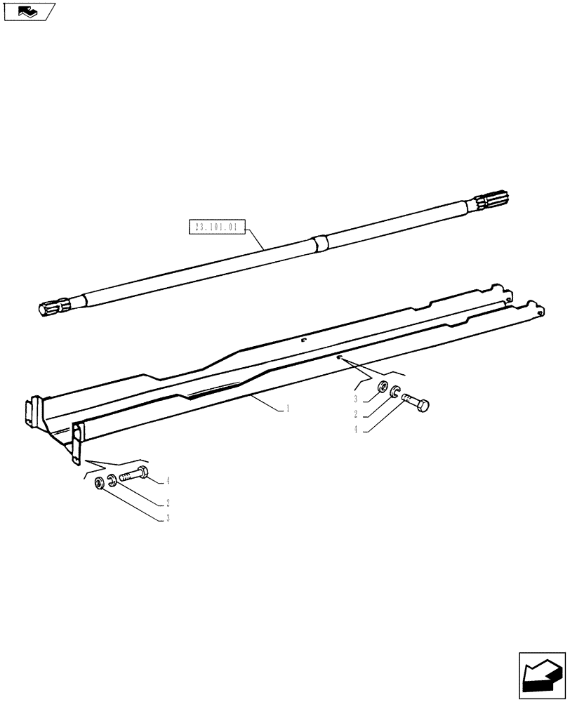 Схема запчастей Case IH FARMALL 75A - (23.101.02) - FRONT AXLE DRIVESHAFT - SHIELD - 4WD (23) - FOUR WHEEL DRIVE SYSTEM