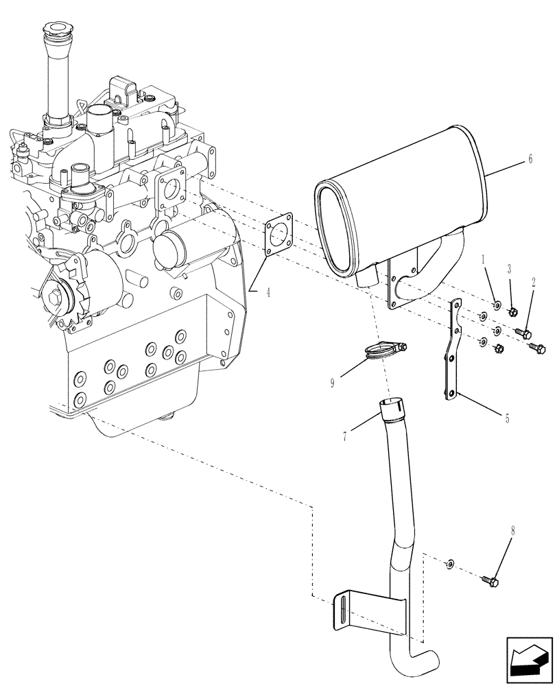 Схема запчастей Case IH FARMALL 45 - (02.07) - EXHAUST SYSTEM (02) - ENGINE EQUIPMENT