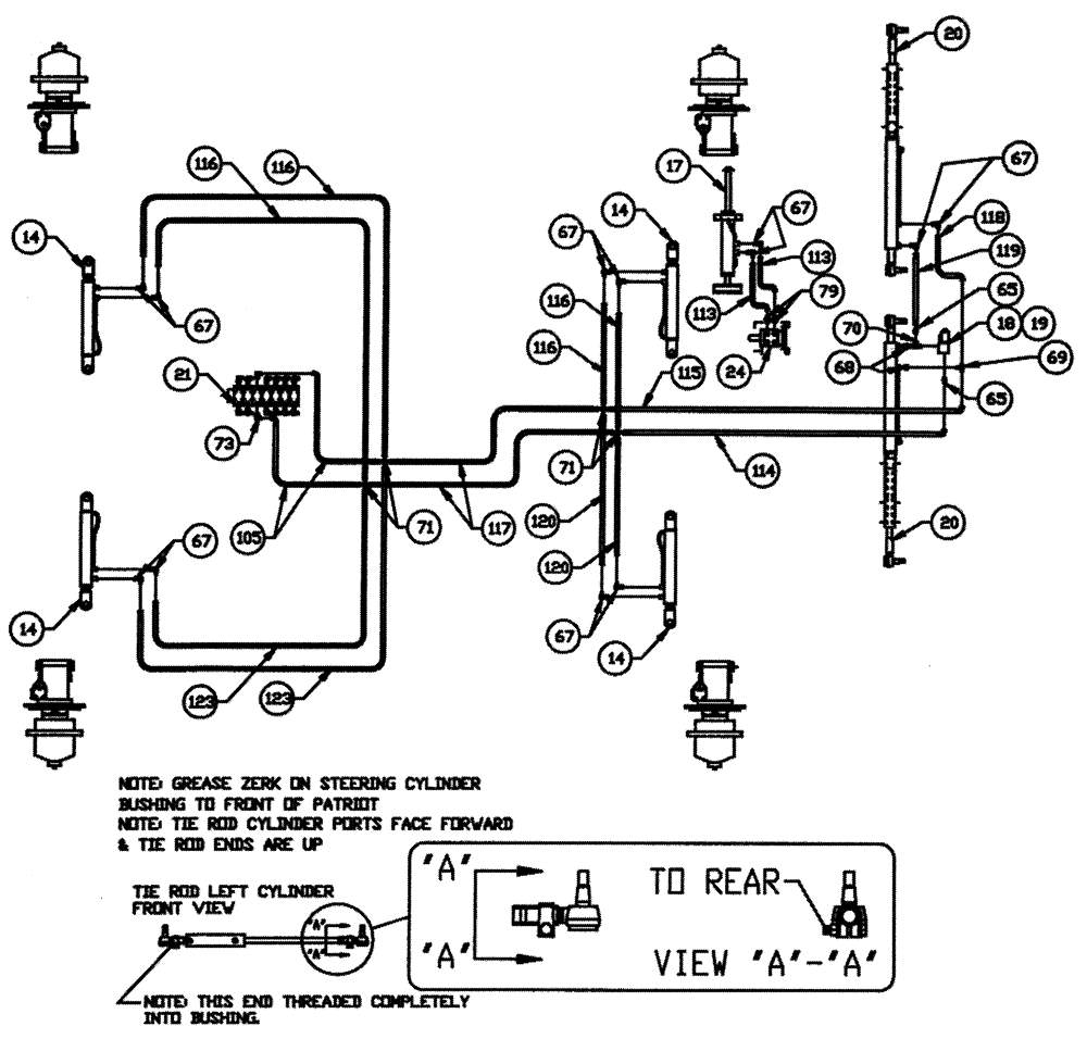 Схема запчастей Case IH PATRIOT WT - (05-005) - HYDRAULIC PLUMBING - STEERING Hydraulic Plumbing