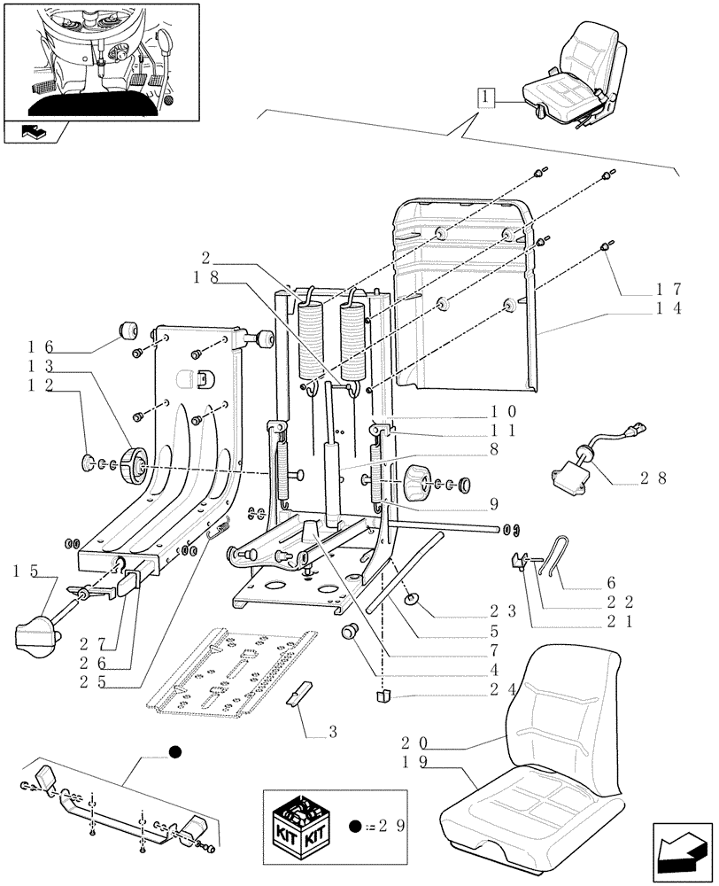 Схема запчастей Case IH FARMALL 85C - (1.92.85/03A) - VINYL SEAT WITH RETRACTABLE BELTS AND SAFETY SWITCH - BREAKDOWN - C5798 (10) - OPERATORS PLATFORM/CAB