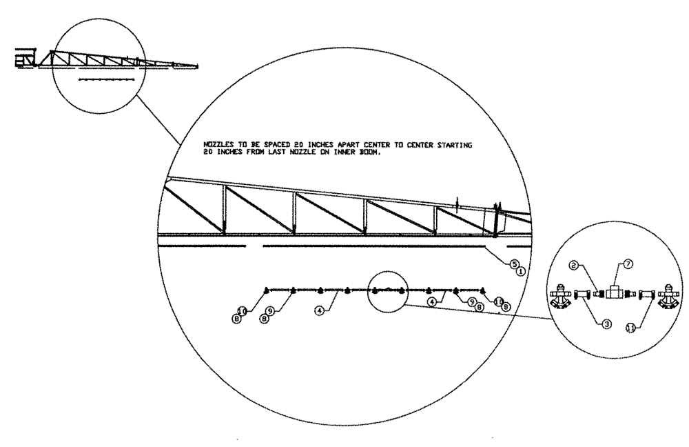 Схема запчастей Case IH PATRIOT 150 - (08-005) - BOOM NOZZLE SPACING - MID BOOM (90) (09) - BOOMS