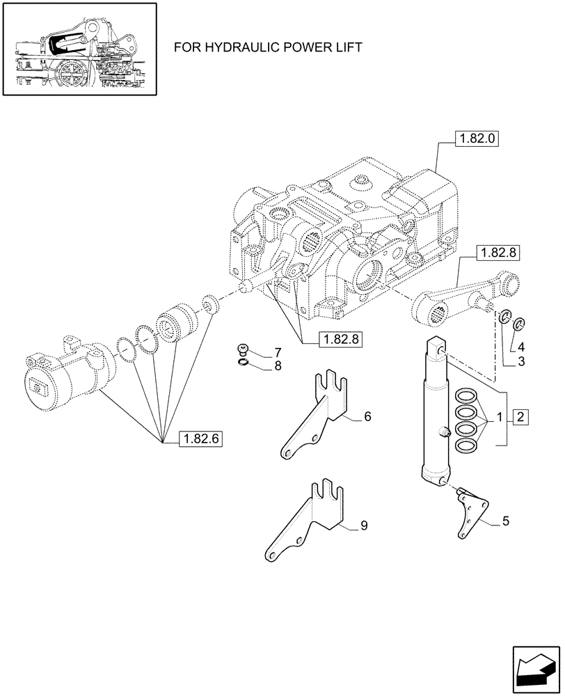 Схема запчастей Case IH MXU110 - (1.82.6/01[01]) - (VAR.787) PISTON AND CYLINDER (07) - HYDRAULIC SYSTEM