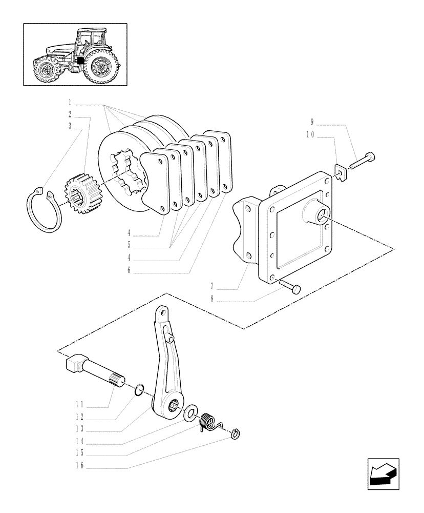 Схема запчастей Case IH MXU110 - (1.65.5) - PARKING BRAKE (05) - REAR AXLE