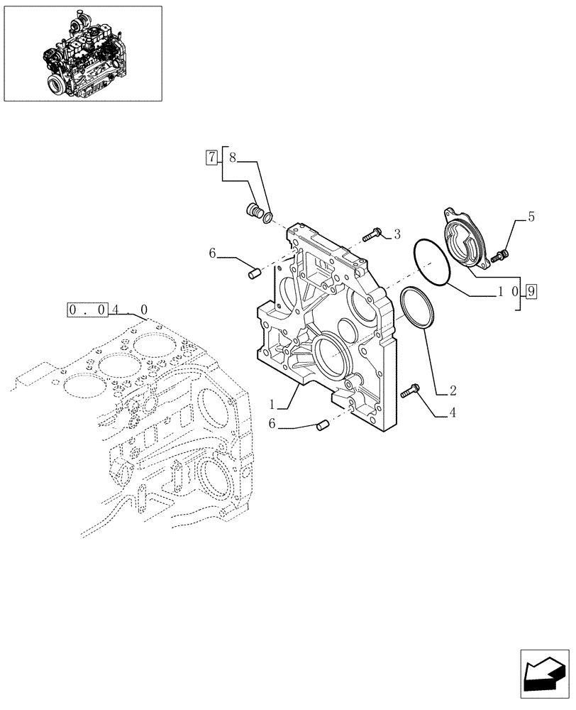 Схема запчастей Case IH MXU110 - (0.04.3/01) - CRANKCASE COVERS (01) - ENGINE