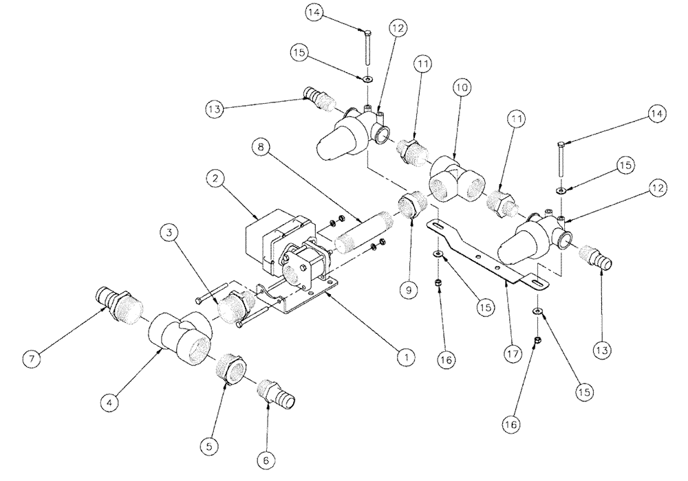 Схема запчастей Case IH SPX4260 - (09-006) - VALVE PLUMBING GROUP, 5 SECTION Liquid Plumbing