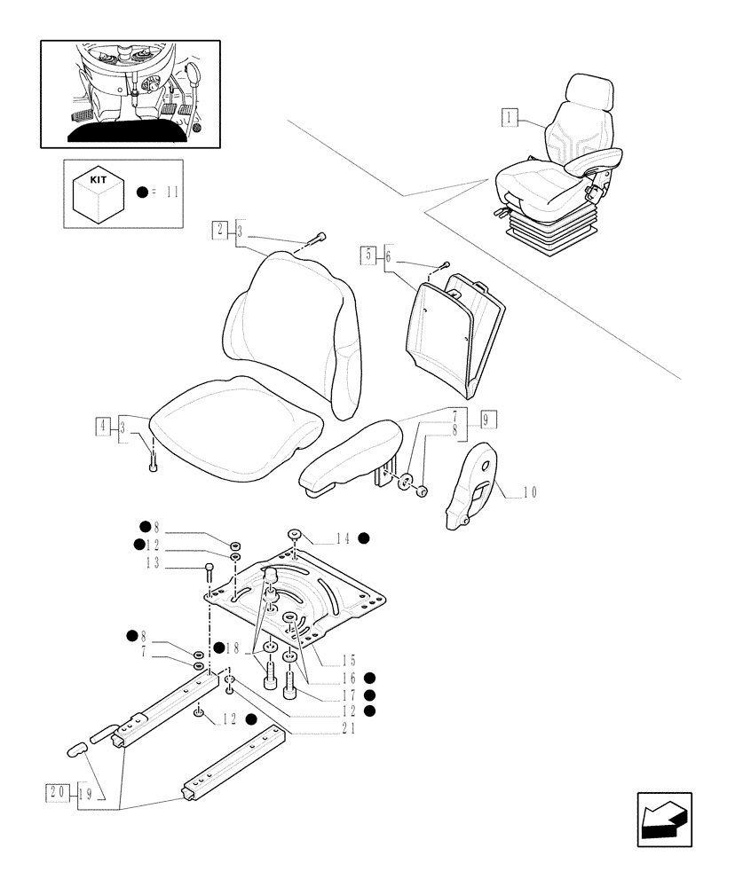 Схема запчастей Case IH MXU115 - (1.93.3/01A[01]) - (VAR.852) "GRAMMER" DELUXE SEAT - BREAKDOWN - L/CAB (10) - OPERATORS PLATFORM/CAB