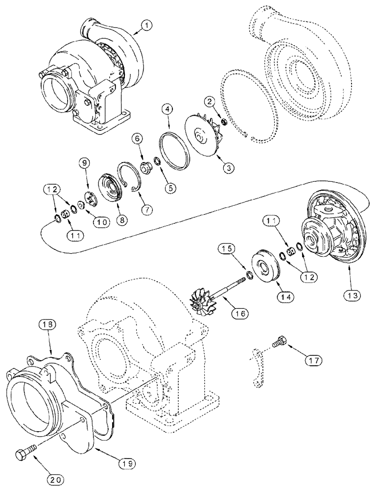 Схема запчастей Case IH SPX4260 - (03-009) - TURBOCHARGER ASSEMBLY (01) - ENGINE