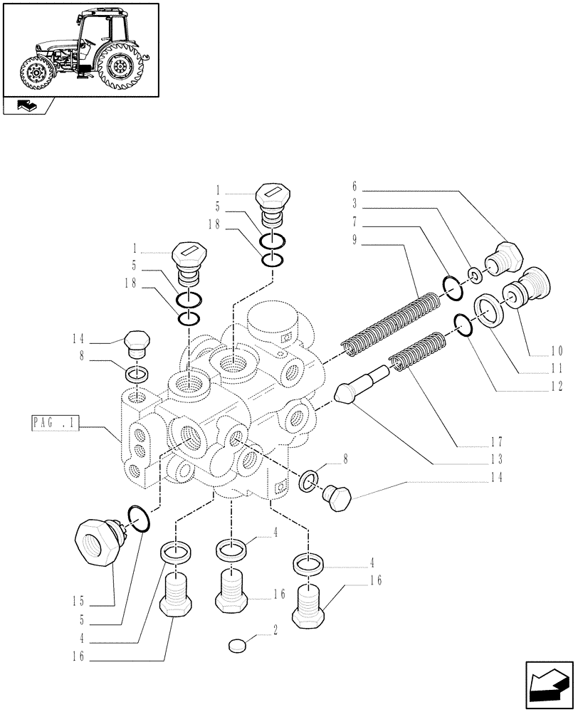 Схема запчастей Case IH FARMALL 85C - (1.33.1/03[02]) - REAR MECHANICAL DIFF. LOCK WITH MEGA PUMP AND OIL COOLER - SOLENOID VALVE (VAR.330381) (04) - FRONT AXLE & STEERING