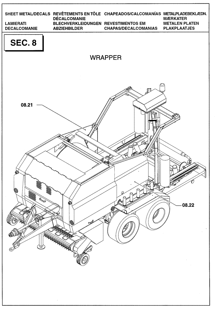 Схема запчастей Case IH RBX341 - (08.00A[01]) - SECTION LIST 8 - SHEET METAL/DECALS (08) - SHEET METAL/DECALS