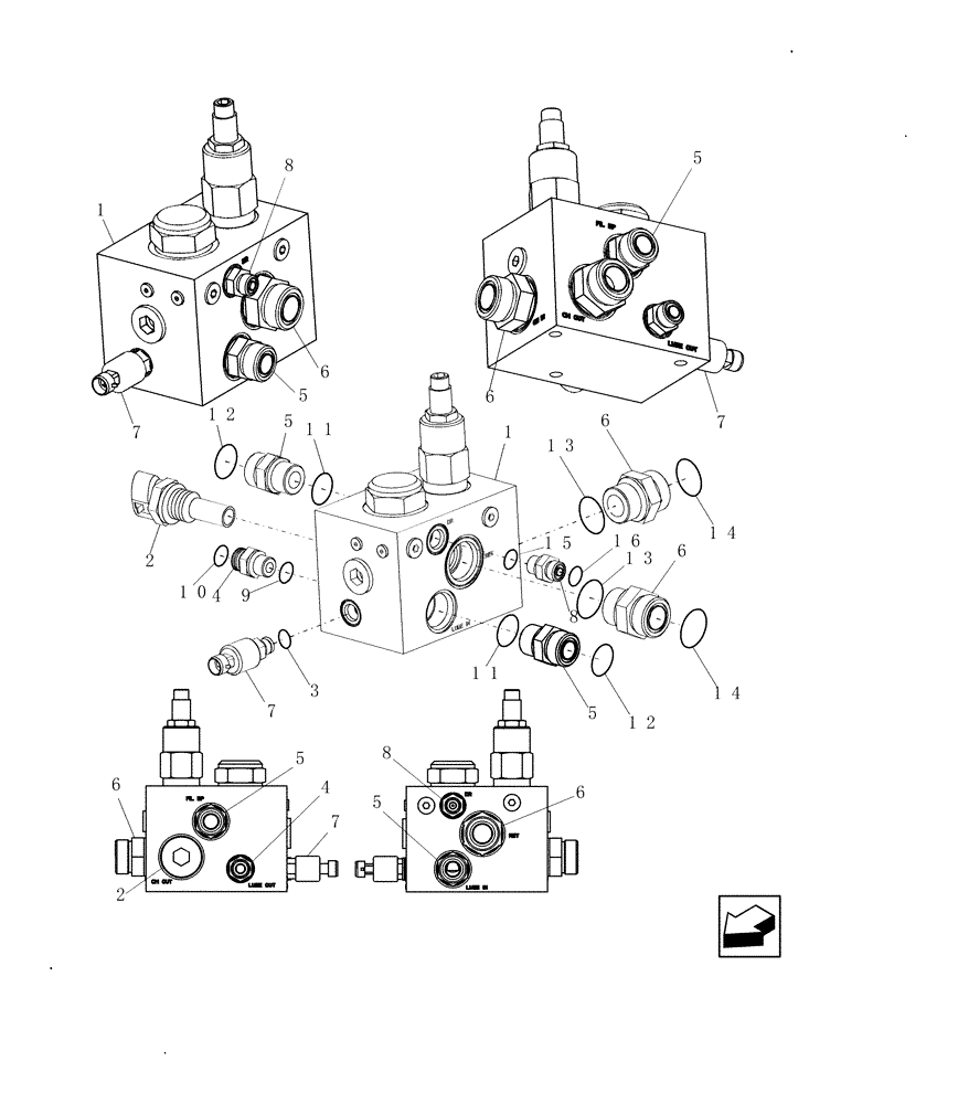 Схема запчастей Case IH 9010 - (35.300.13) - VALVE, HYDRAULIC PTO/CHARGE REGULATOR - CONNECTORS (35) - HYDRAULIC SYSTEMS