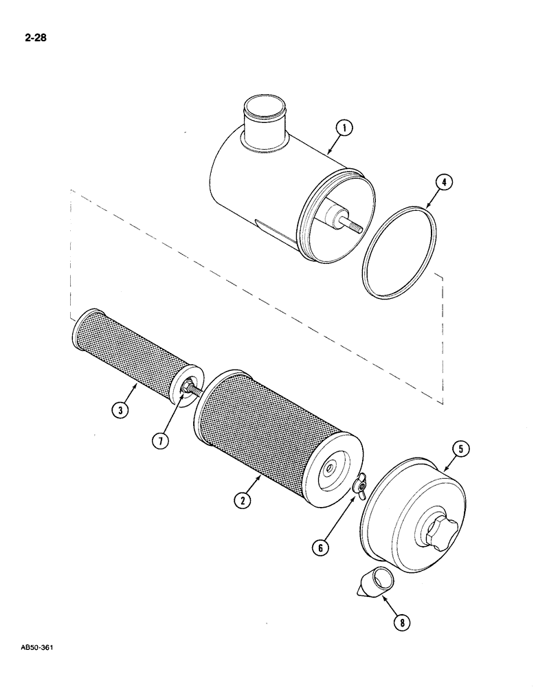 Схема запчастей Case IH 585 - (2-28) - AIR CLEANER, COOPERS, WITH SAFETY ELEMENT (02) - ENGINE