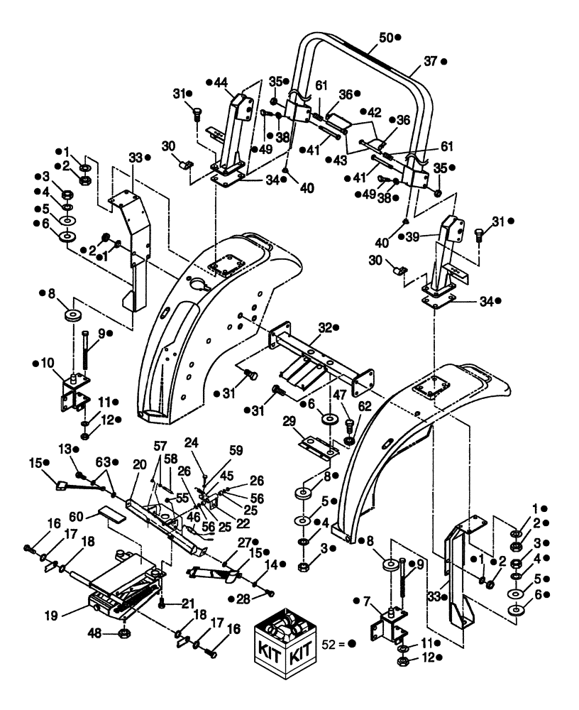 Схема запчастей Case IH DX48 - (08.04) - ROLLBAR & SEAT BRACKET (08) - SHEET METAL