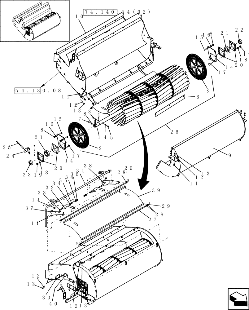 Схема запчастей Case IH 8120 - (74.130.01) - CLEANING FAN (74) - CLEANING