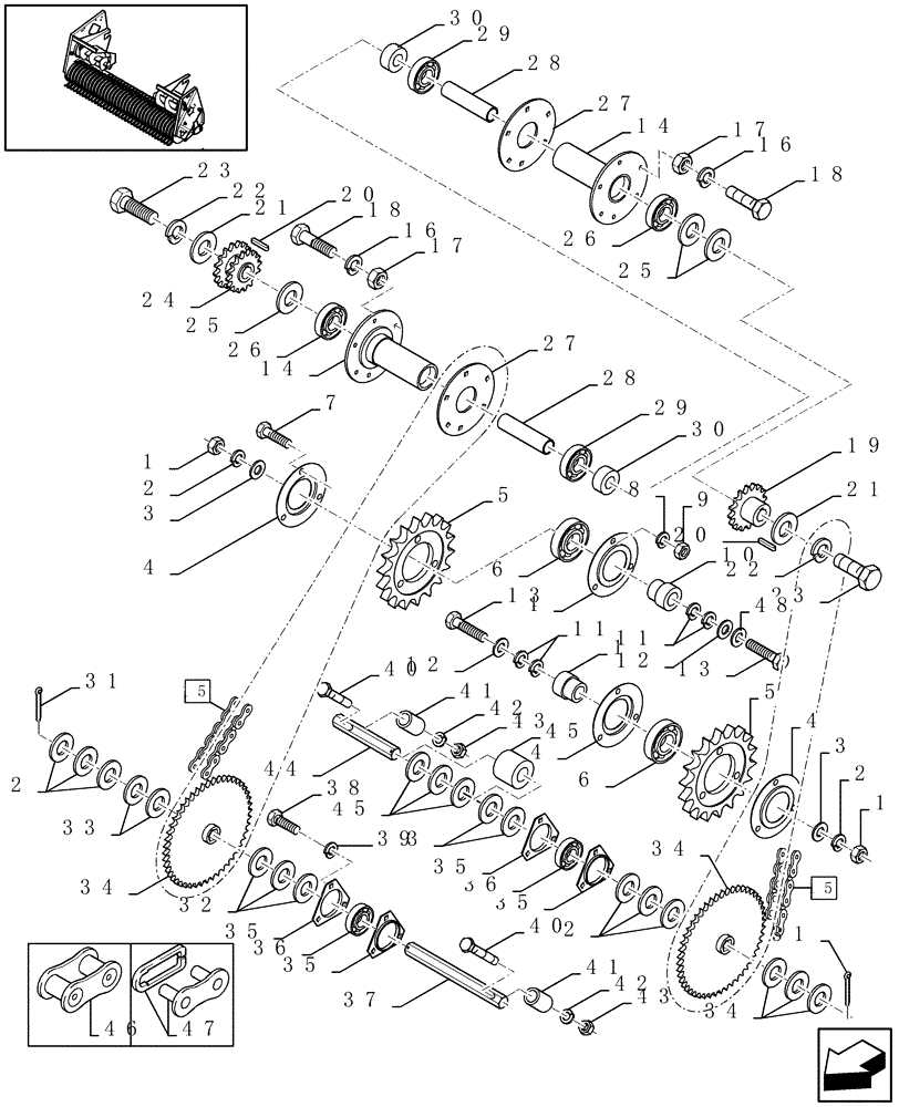 Схема запчастей Case IH LBX331R - (13.04[01]) - PICK-UP, MAIN TRANSMISSION (13) - FEEDER