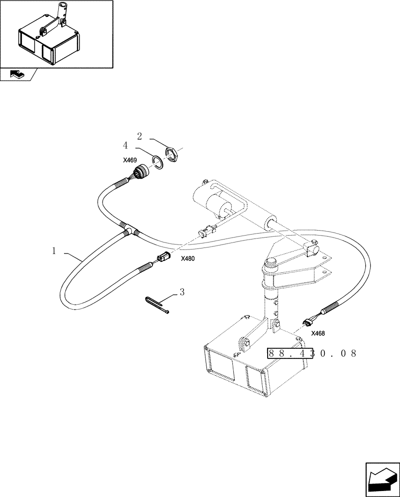 Схема запчастей Case IH 8120 - (88.430.09) - SMART STEER AUTO-GUIDANCE KIT - ELECTRICAL WIRING (88) - ACCESSORIES