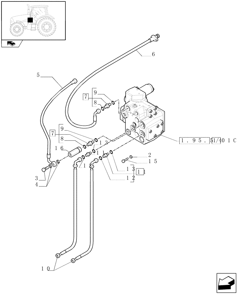 Схема запчастей Case IH PUMA 210 - (1.95.5/01[03A]) - (VAR.187-636) FAST STEERING - POWER STEERING, VALVE AND PIPES - D6521 (10) - OPERATORS PLATFORM/CAB