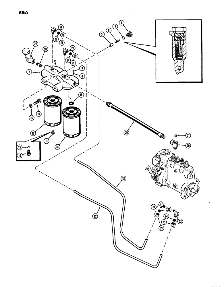 Схема запчастей Case IH 770 - (065A) - FUEL INJECTION FILTER SYSTEM, (267B) DIESEL ENGINE, USED PRIOR TO ENGINE SERIAL NUMBER 2323001 (03) - FUEL SYSTEM