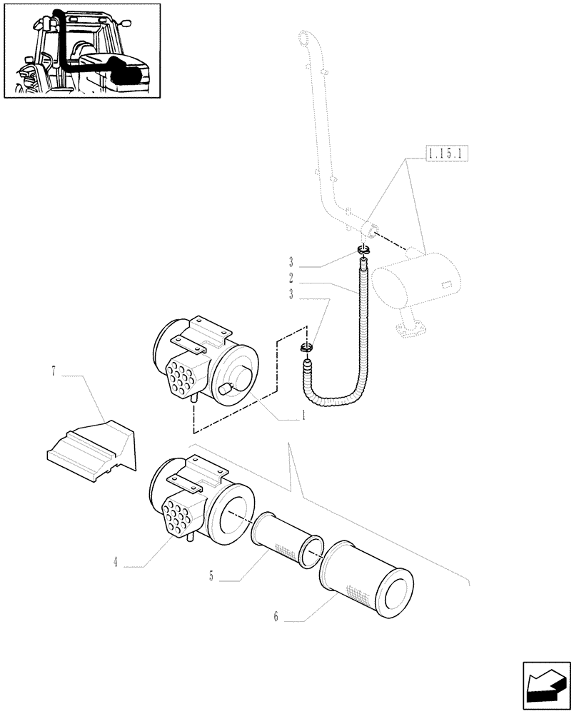 Схема запчастей Case IH MXM155 - (1.19.1/03) - (VAR.008) DRY AIR CLEANER (02) - ENGINE EQUIPMENT