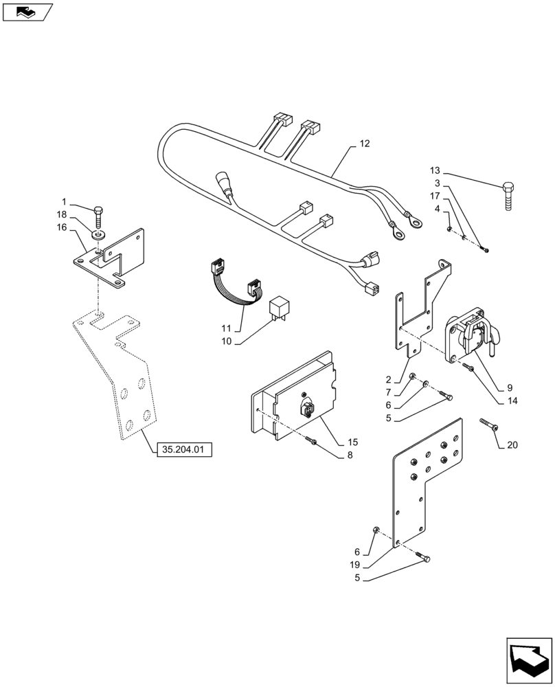 Схема запчастей Case IH PUMA 160 - (55.785.01) - VAR - 743722, 330079, 334761, 743719, 331761, 336761, 331764, 743720, 332764, 332761, 337761 - VIRTUAL TERMINAL (AFS PRO 300) AND TOUCHSCREEN (AFS PRO 600) WITH REAR ISOBUS - ISOBUS MOUNTING (55) - ELECTRIC