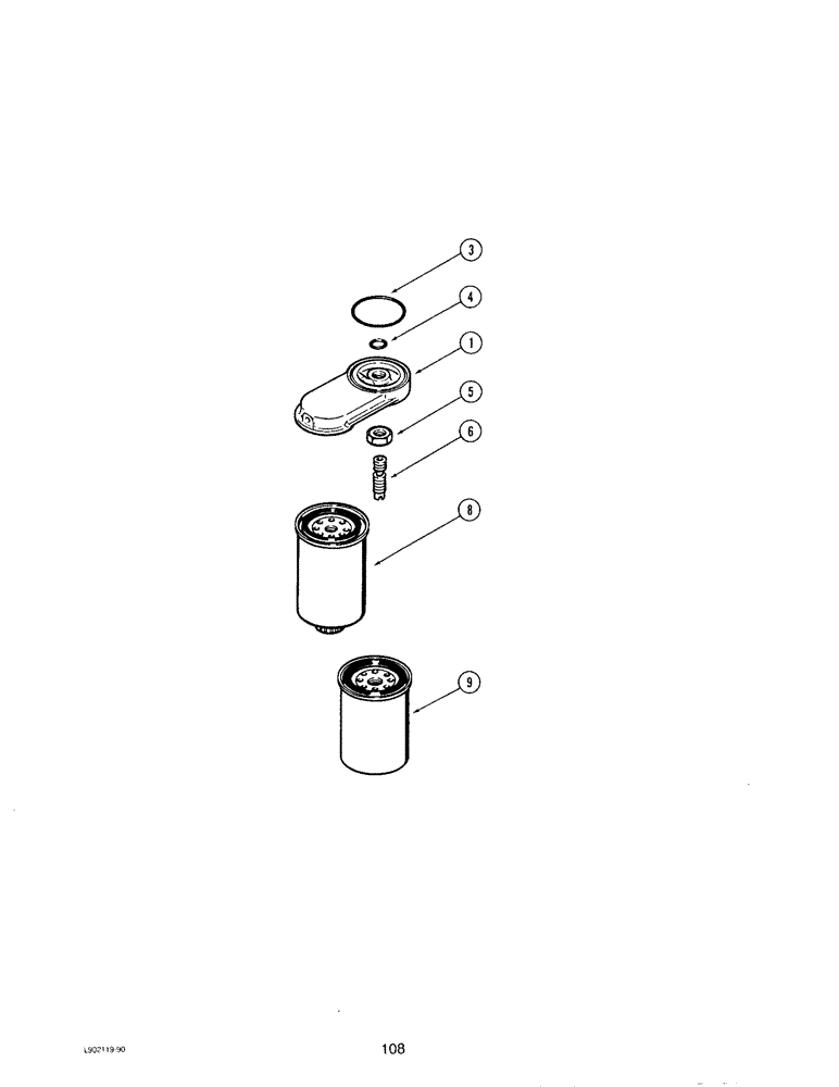 Схема запчастей Case IH 4390T - (108) - FUEL FILTER, 4-390 AND 4T-390 ENGINE 