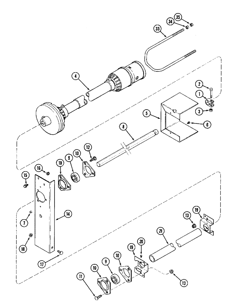 Схема запчастей Case IH 1020 - (9C-16) - AUGER JACKSHAFT DRIVE, 17.5 AND 20.0 FOOT HEADER (09) - CHASSIS/ATTACHMENTS