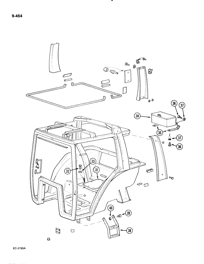 Схема запчастей Case IH 885 - (9-464) - CAB FRAME (CONTD) (09) - CHASSIS/ATTACHMENTS