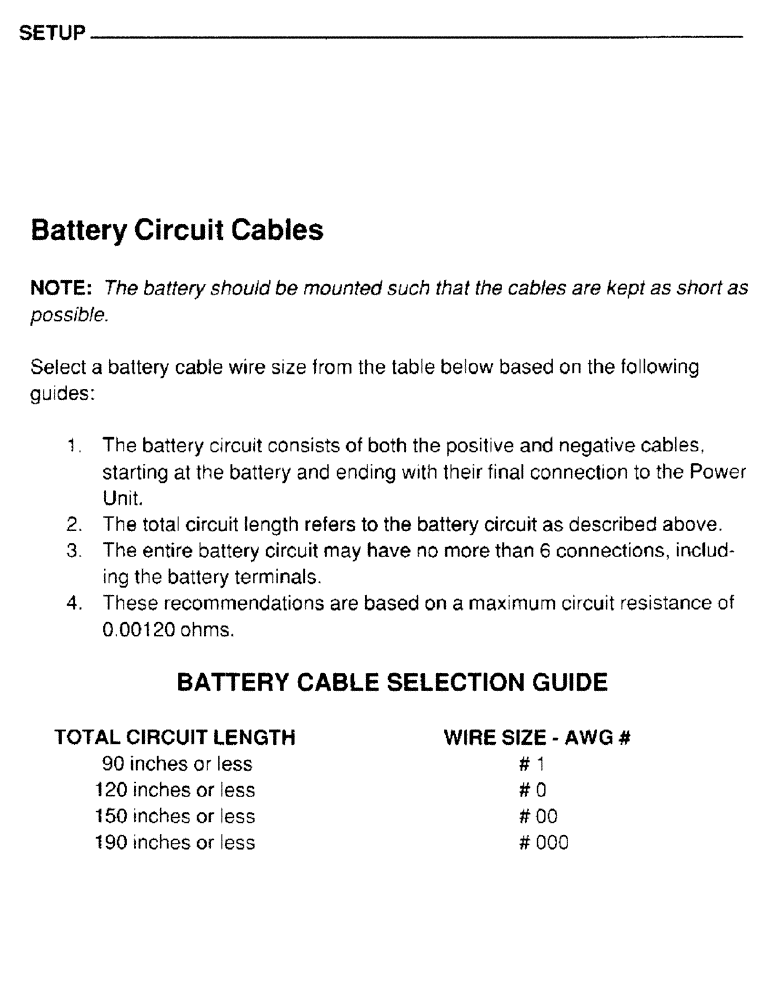 Схема запчастей Case IH 4390 - (049) - SETUP, BATTERY CIRCUIT CABLES, BATTERY CABLE SELECTION GUIDE 