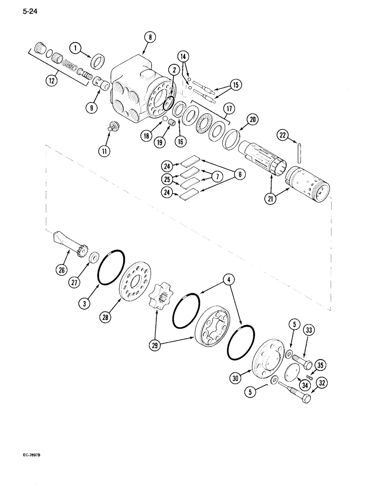 Схема запчастей Case IH 995 - (5-24) - POWER STEERING VALVE, DANFOSS OSPC 100 OR (05) - STEERING