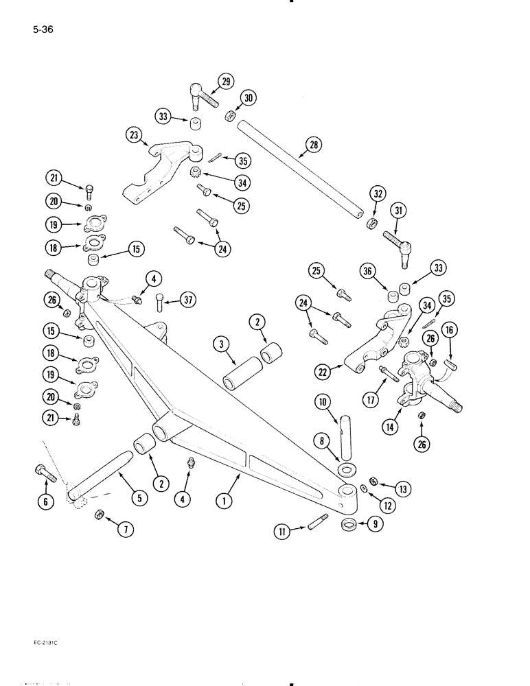 Схема запчастей Case IH 695 - (5-36) - HEAVY DUTY CAST FRONT AXLE (05) - STEERING