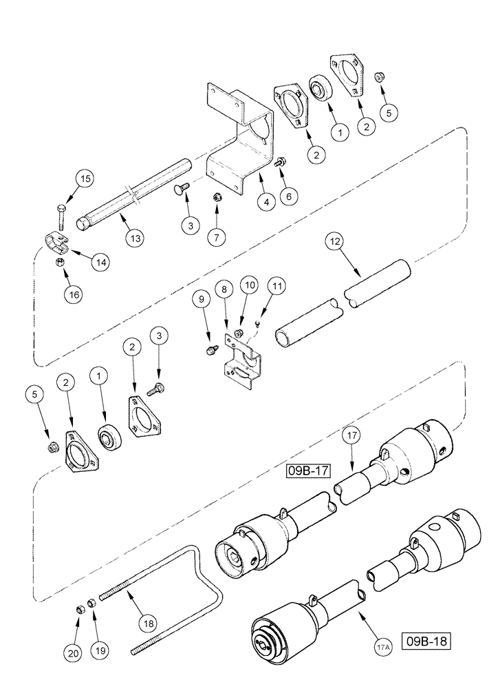 Схема запчастей Case IH 1010 - (09B-13) - KNIFE JACKSHAFT DRIVE - 22.5 AND 25.0 FOOT HEADERS (09) - CHASSIS/ATTACHMENTS