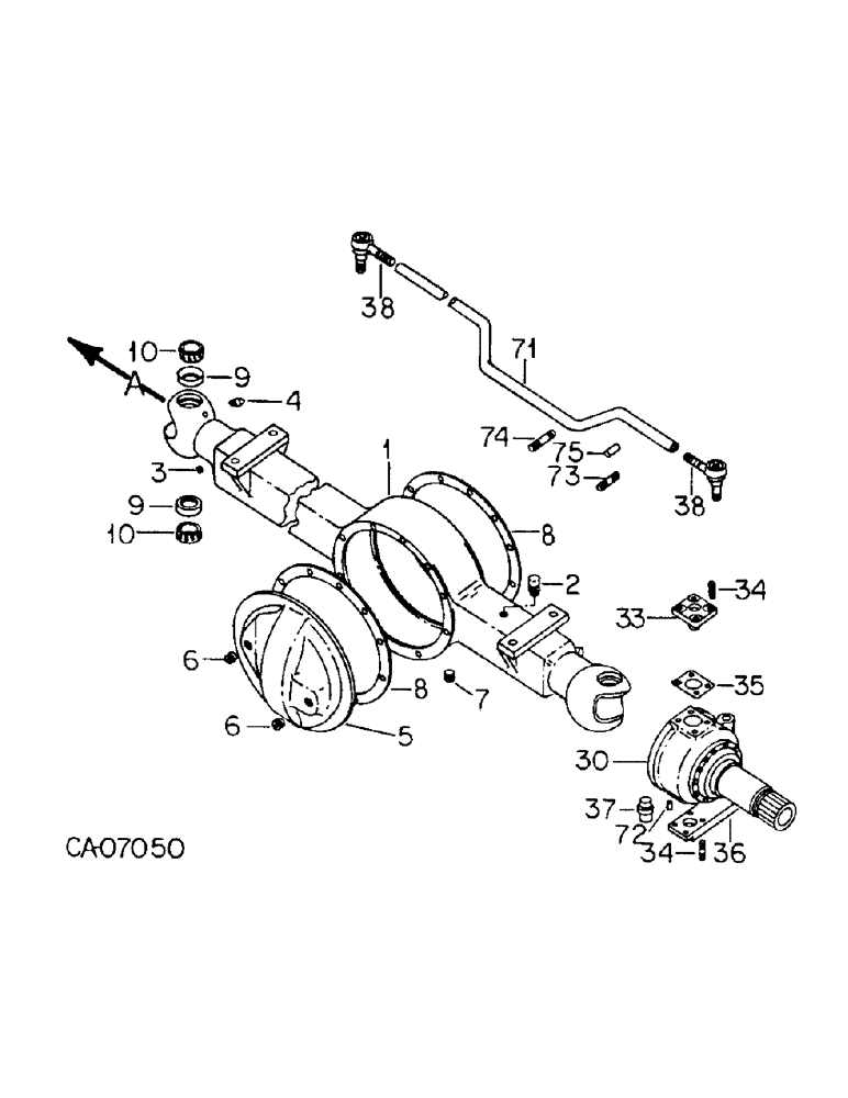 Схема запчастей Case IH 3688 - (07-35) - DRIVE TRAIN, PLANETARY STEERING AXLE, TRACTORS WITH ALL WHEEL DRIVE, WITH ONE PIECE DRIVE SHAFT (04) - Drive Train