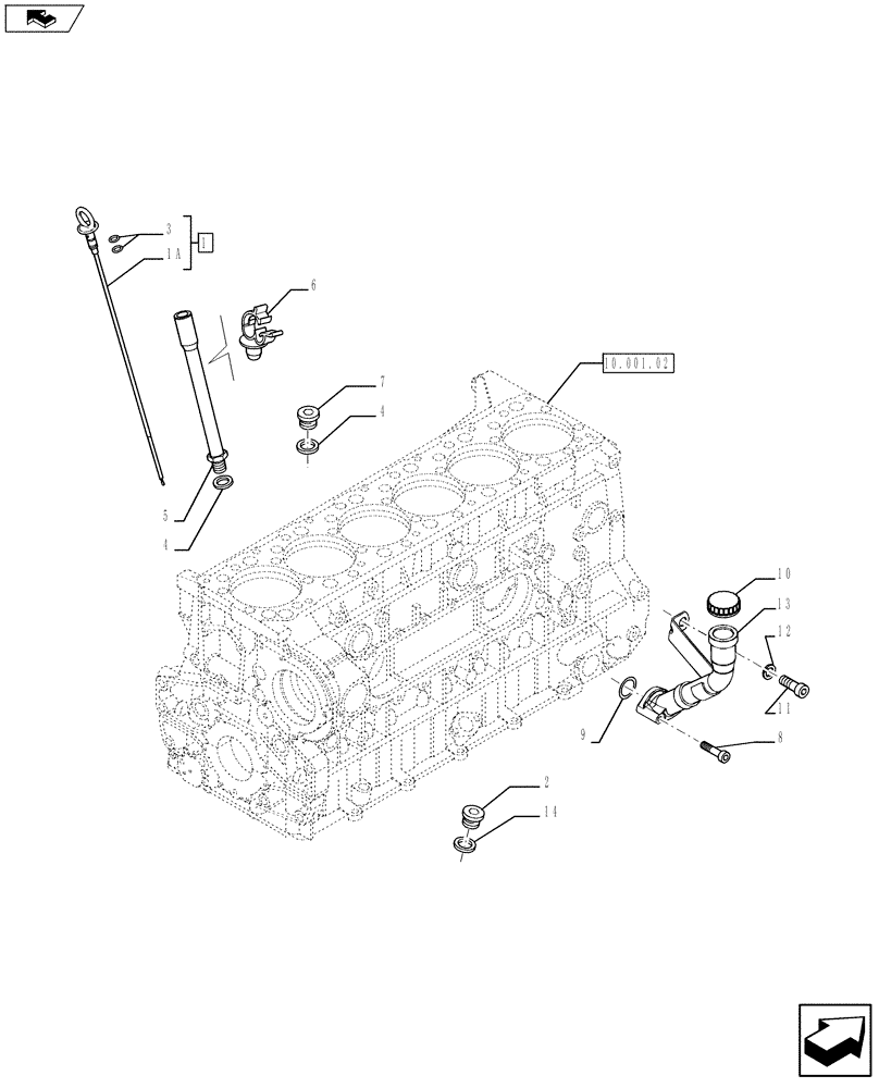 Схема запчастей Case IH F3BFA613C E006 - (10.304.01[01]) - OIL LEVEL CHECK (10) - ENGINE