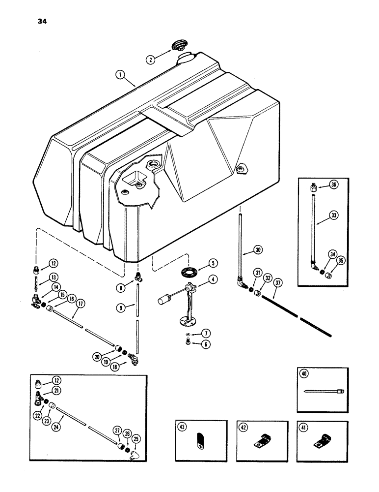 Схема запчастей Case IH 1170 - (034) - FUEL TANK AND LINES, (451B) DIESEL ENGINE (03) - FUEL SYSTEM