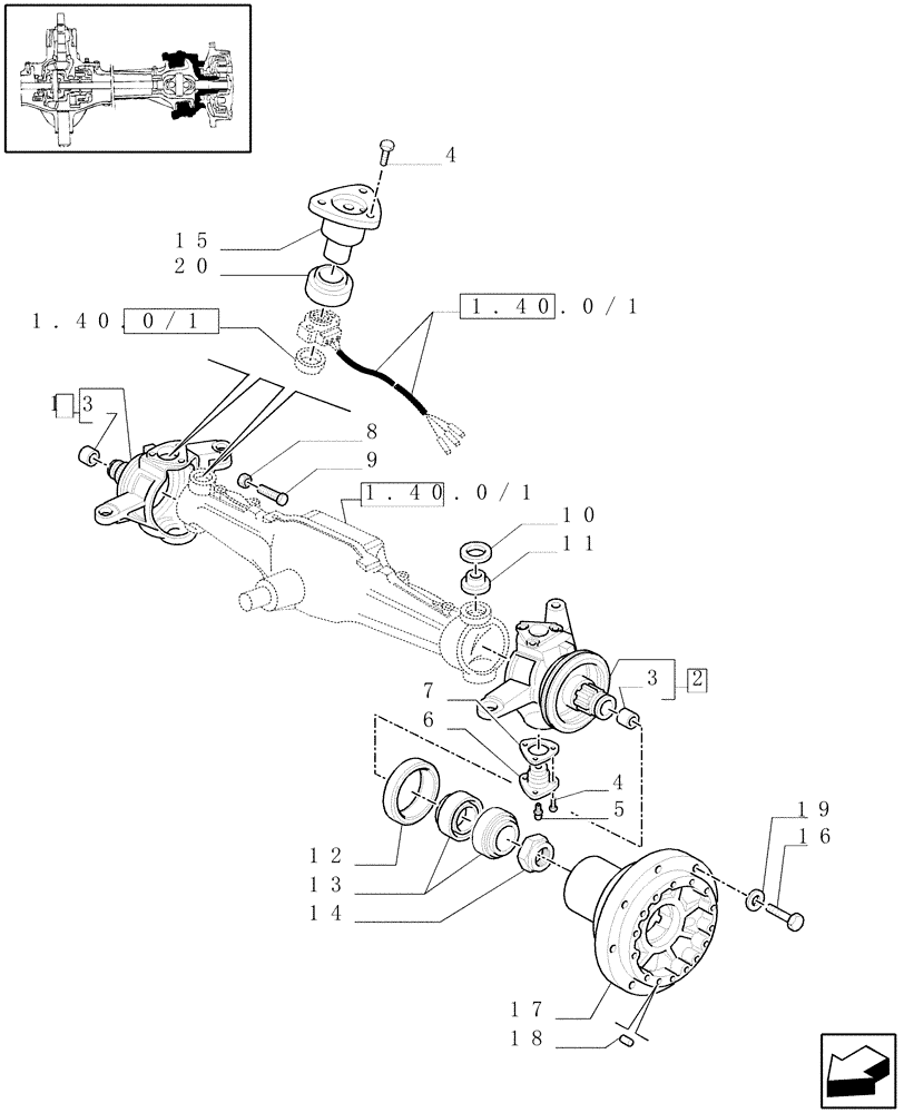 Схема запчастей Case IH MXM155 - (1.40.0/02[02]) - 4WD FRONT AXLE - STEERING AXLES - HUBS - C5196 (04) - FRONT AXLE & STEERING