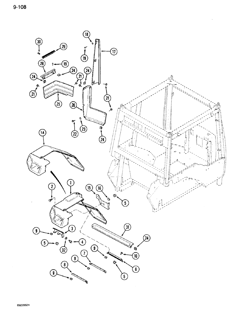 Схема запчастей Case IH 7110 - (9-108) - LEFT REAR FENDER AND PANELS (09) - CHASSIS/ATTACHMENTS