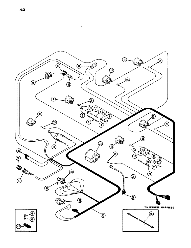 Схема запчастей Case IH 1170 - (042) - INSTRUMENTS AND WIRING, (451B) DIESEL ENGINE (04) - ELECTRICAL SYSTEMS