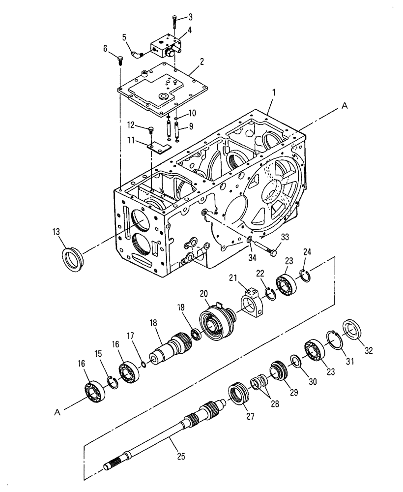 Схема запчастей Case IH FARMALL 45 - (03.13) - REAR TRANSMISSION PTO DRIVE, UPPER (03) - TRANSMISSION